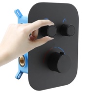 Performance Thermostatic Shower Valve Kit Matte Black Solid Brass 2-Way Diverter Adjustable Flow Tem
