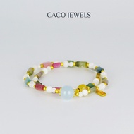 CACO Layered Gemstone Bracelet with Natural Tourmaline and Aquamarine "Peace" (1 Piece)