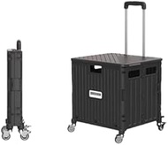 Foldable Shopping Trolley Cart 65L Large Grocery Portable Plastic Folding Shopping Cart (B: 4-Wheel