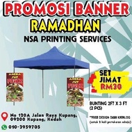 Pakej Combo Banner Bazar Ramadhan. Bunting khemah air balang sup makanan Baner Banting Minuman