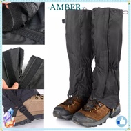 AMBER Camping Hiking Leg Gaiters, Zipper Black Walking Boot Gaters,  Waterproof Outdoor Breathable S