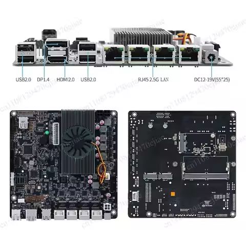 N100 Mini ITX NAS Motherboard DDR5, 4x i226-V 2.5G LAN, 6 SATA 3.0 & 2 M.2 NVMe, PCIe x1 Type-C