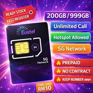 Simkad Prepaid Eastel Umobile Unlimited Call Data Besar 500GB 999GB Full Hotspot