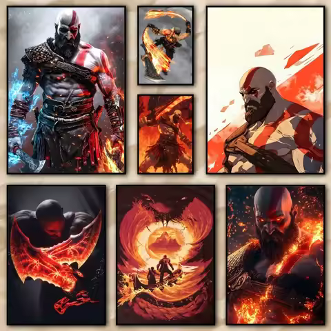 God of War Ragnarok Inspired Classic Vintage Painting Calligraphy Canvas Poster: Crease Free Waterpr