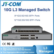 JT-COM L3 Managed Network Switch | 8 Port 10G SFP+ | Support 1G/2.5G/10G | Fiber Optic Switch | VLAN