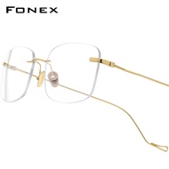 FONEX แว่นตาไทเทเนียมสำหรับผู้ชายดีไซน์ไร้ขอบไร้กรอบแว่นตาสี่เหลี่ยมไร้กรอบคุณภาพสูงน้ำหนักเบาออกแบบ