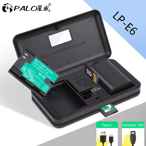 PALO LP E6 LP-E6 Battery + Multifunction Charger For Canon EOS 5DS R 5D Mark II 5D Mark III 6D 7D 70