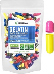 Capsules Express- Size 00 Multi Color Empty Gelatin Capsules - Kosher Certified - Gluten-Free Pure B