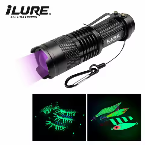 New Mini UV Purple Flashlight 395nm Fishing Lure Squid Jig Hook Supplement Light Fluorescent Detecti