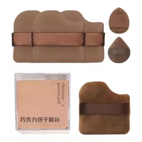 4/6 Pieces Chocolate Biscuit Powder Puff Finger Powder Puff for Wet and Dry Use