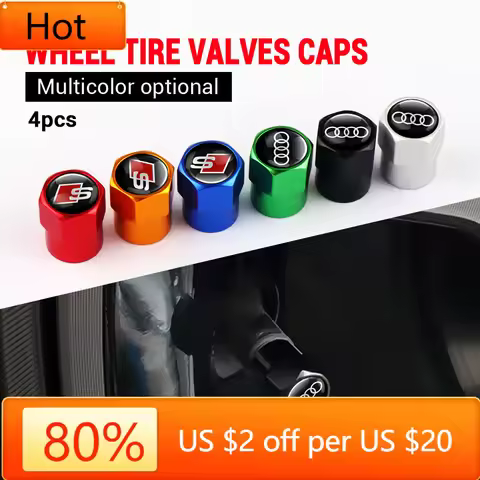 Valve Stems Caps 4pcs High Quality Car Wheel Tire Valve Stem Caps For Audi S A3 A7 Q3 8v RS5 B7 A4 B