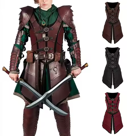 Medieval Elf Knight Warrior Cosplay Costume Armor Historical Movie Club Stage Props Role Playing Dre