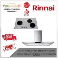 RINNAI RH-C249-SSR CHIMNEY HOOD LED TOUCH CONTROL+RB-3SI 3 INNER BURNER BUILT-IN HOB STAINLESS STEEL TOP PLATE BUNDLE