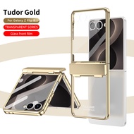 Electroplated Gold Frame with Glass Front Film Luxury Phone Case for Samsung Z Flip 8 7 Flip7 Flip8 