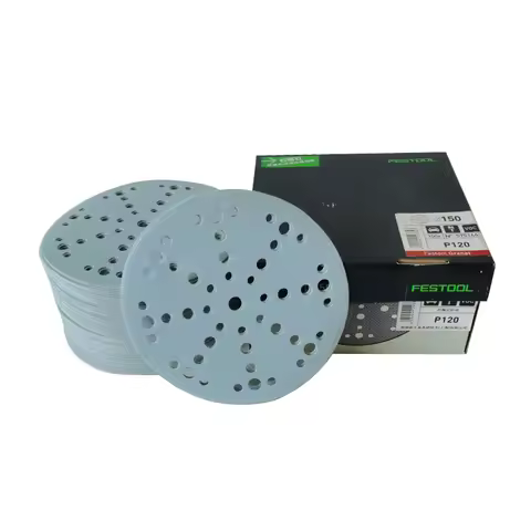 10PCS Original German FESTOOL Light Blue Garnet Dry Sandpaper 6 48-Hole Circular Abrasive Automotive