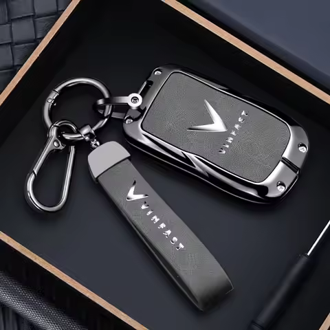Zinc Alloy Leather Car Key Cover Shell Fob For Vinfast VF3 5 6 7 8 9 31EV 32EV 33EV LUX A2.0 SA2.0 V