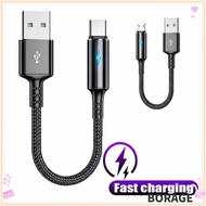 BORAG Micro USB Cable, 25cm Fast Charging USB Type C Cable, Durable Portable Nylon Short Fast Chargi