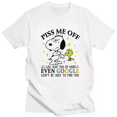 Custom Cool Cute Cartoon Snoopy T Shirt Men Short Sleeves Pure Cotton T-shirt Tees Fashion Tshirts