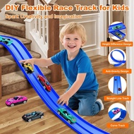 [SG] Children's Track Toys，Kids Flexible Race Car Track, Race Car Ramp Track With Suction Cups and S