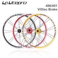 Litepro Folding Bicycle Wheelset 20 Inch 406 451 Quick Release Wheelset Disc Brake V Brake BMX Wheelset For Folding Bike