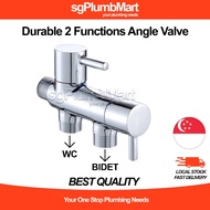 sgPlumbMart Dual Angle Valve Toilet Bidet 2 Way Water Divider for Bidet Spray and WC Inlet