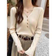 Chanel Style V-Neck Knit Sweater Top