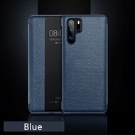 ฝาพับหนังแท้สำหรับ Huawei P30 Pro P50 P20 Pro P40เคสดั้งเดิมสุดหรูหน้าจอสัมผัสแบบอัจฉริยะเปิดเคสกันก