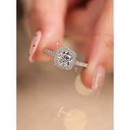 Real Moissanite with GRA Square Halo Ring 0.5ct 1ct 2ct 3ct White D Color Moissanite Wedding Ring in