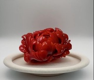 頂級日本Aka牛血紅珊瑚牡丹花飾品
