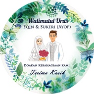 STICKER 4CM, 5CM READYMADE GOODIES, WEDDING, EVENT