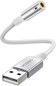 MOSWAG USB to 3.5mm Jack Audio Adapter,USB to Aux Cable with TRRS 4-Pole Mic-Supported USB to Headph