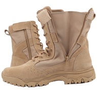 Outdoor High-Top Desert Boots Genuine Leather Training Boots Men's Breathable Hiking Shoes Zipper Sa