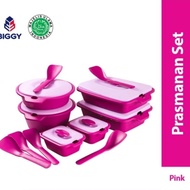 Prasmanan Set - Kotak#tupperware set sayur lauk Aquamarine Biggy set - Pink