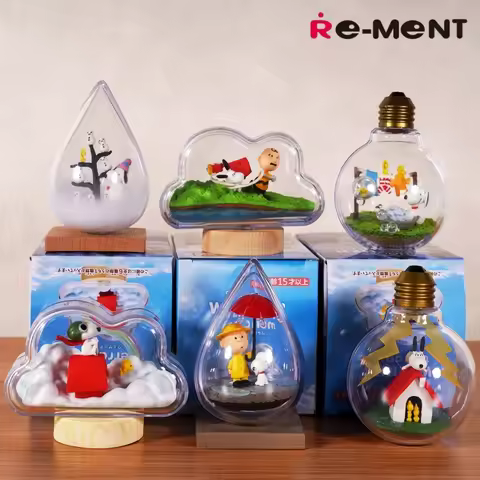 Re Ment Peanuts Snoopy Weather Terrarium Blind Box Figurine Collectible Desktop Ornament Home Office
