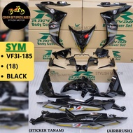 (STICKER TANAM/AIRBRUSH) RAPIDO COVER SET SYM VF3 ABS LE V1 V2 V3 VF3I-185 (18) BLACK/HITAM VIETNAM 