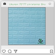 wallpaper dinding 3d foam motif bata biru