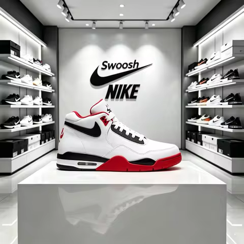 Nike Flight Legacy Classic Style Mid-Top Basketball Shoes Unisex Red and White BQ4212-100