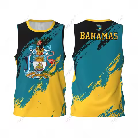 Men Basketball Sports Bahamas Flag Running Fitness Multifunction Jersey Sleeveless shirt Custom Name