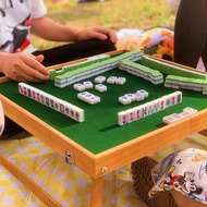 Portable Mahjong Outdoor Mahjong Table Travel Folding Set Portable Solid Wood Dormitory Travel Grassland//supplementary order needed