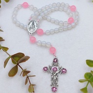 Catholic  Saint Therese of Lisieux Rosary Opal Pink Agate Confirmation Gift Baptism Gift First Commu