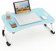 BUYIFY BUYIFY Folding Lap Desk, 23 Inch Portable Wood Blue Laptop Bed Desk Lap Desk with Cup Holder,