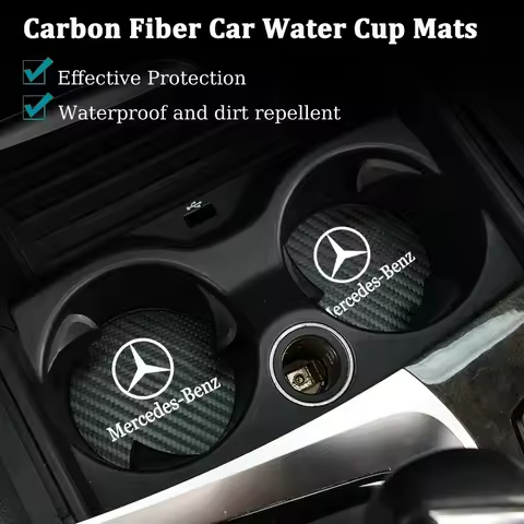 2Pcs Car Coasters Water Cup Mats Waterproof Slot Pads For Mercedes Benz AMG Smart W205 C300 W203 W20