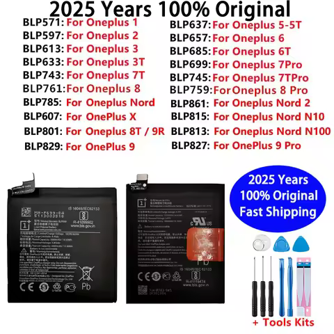 Original Battery For Oneplus one 1+ For OnePlus 1 2 3 1+3 One Nord 2 N10 X 3 3T 5 5T 6 6T 7 7T 8 8T 