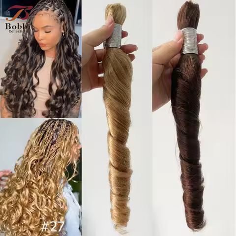 100g Human Hair Bulk for Braiding Blonde Brown #99J #350 Boho Braids Loose Wave Romance Bouncy Curl 