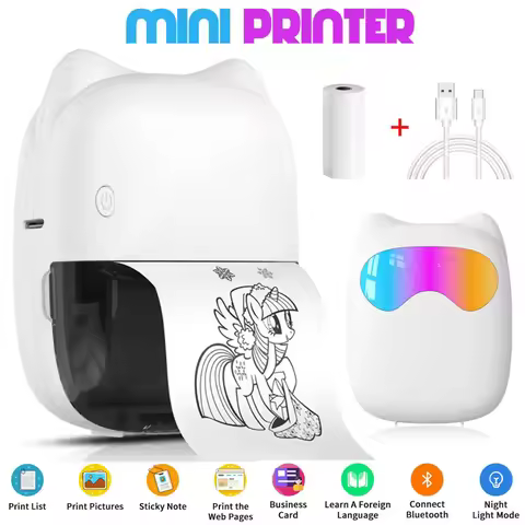 Mini Portabl Printer Inkless Sticker Maker, Free Cut Small Pocket Printer, Portable Thermal Printer 