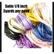 3 yards Satin Ribbon 1/8" with Silver Line 3 Yards per Pack