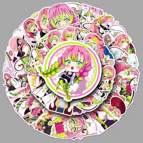 50PCS Anime Demon Slayer Mitsuri Kanroji Stickers Set DIY Phone Luggage Skateboard Waterproof Graffi