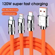 120W 3 In 1 Fast Charging Cable Micro USB Type C Multiple USB Port Mobile Phone Charging Cables For 