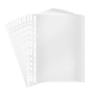 (IACY) 100Pages A4 Punched Pocket Sheet Protector Clear 11-Hole Sheet Protector Binder Pocket Paper