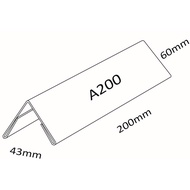 A200 ACRYLIC DISPLAY CARD STAND- A-SHAPE D/SIDED (200MM X 55MM)
